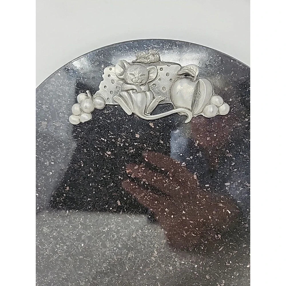 Rock of Ages Black Granite Cheese Board Pewter Mouse Stone Cutting Board